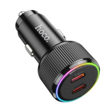 Automobilinis įkroviklis Hoco 2 x USB C QC PD 50W NZ14B juodas Automobilinis įkroviklis Hoco 2 x USB C QC PD 50W NZ14B juodas