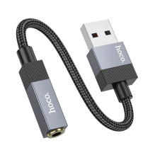 Adapteris AUX USB A (vyras) - Jack 3,5 mm (lizdas) Hoco UPA32D juodas