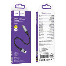 Adapteris AUX USB C į 3,5 mm lizdą Hoco UPA32C UPA32C juodas