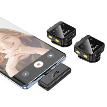 Belaidis prisegamas mikrofonas „Lightning“ / USB C „Hoco“ 2 vnt. L17 juodas Belaidis prisegamas mikrofonas „Lightning“ / USB C „Hoco“ 2 vnt. L17 juodas