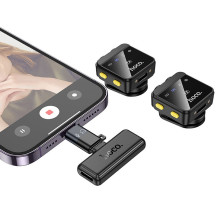 Belaidis prisegamas mikrofonas „Lightning“ / USB C „Hoco“ 2 vnt. L17 juodas Belaidis prisegamas mikrofonas „Lightning“ / USB C „Hoco“ 2 vnt. L17 juodas