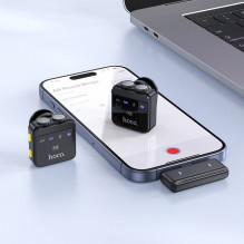 Wireless lavalier microphone Lightning / USB C Hoco 2 pcs L17 black Wireless lavalier microphone Lightning / USB C Hoco 2 pcs L17 black