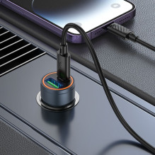 Automobilinis įkroviklis Hoco USB A + USB C QC3.0 PD 30W + laidas USB C - Lightning Z57A juodas Automobilinis įkroviklis Hoco USB A + USB C QC3.0 PD 30W + laidas USB C - Lightning Z57A juodas