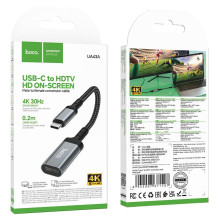 Cable USB C to HDTV conversion cable Hoco 4K 30Hz 0,2 m UA43A metal gray