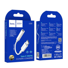 Adapteris AUX USB C į 3,5 mm lizdą Hoco LS30 baltas Adapteris AUX USB C į 3,5 mm lizdą Hoco LS30 baltas
