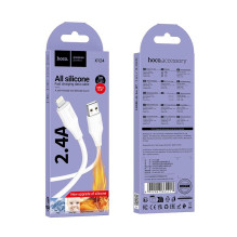 Silikoninis laidas USB A į Lightning Hoco 2,4A 1 m X124 baltas Silikoninis laidas USB A į Lightning Hoco 2,4A 1 m X124 baltas