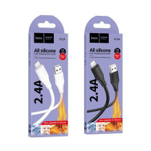 Silikoninis laidas USB A į Lightning Hoco 2,4A 1 m X124 juodas Silikoninis laidas USB A į Lightning Hoco 2,4A 1 m X124 juodas
