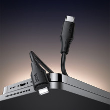 Silicone Cable USB C to Lightning Hoco 27W 1 m X124 black