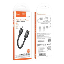 Adapteris OTG USB C į Lightning Hoco 3A 0,1 m U107 juodas