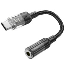 Adapteris AUX USB C į Jack 3,5 mm Hoco 0,15 m LS37 skaidrus juodas