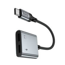 Adapter AUX USB C to 2x USB C max 10W Hoco UPA34A UPA34A gray Adapter AUX USB C to 2x USB C max 10W Hoco UPA34A UPA34A gray