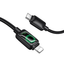 Laidas su LCD ekranu USB C - Lightning Hoco PD 30W 1,2 m U146 juodas