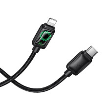 Laidas su LCD ekranu USB C - Lightning Hoco PD 30W 1,2 m U146 juodas