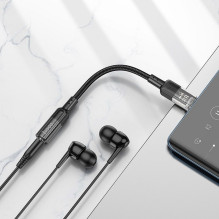 Adapter AUX USB C to Jack 3,5 mm Hoco 0,15 m LS37 transparent black Adapter AUX USB C to Jack 3,5 mm Hoco 0,15 m LS37 transparent black
