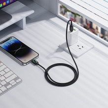 Laidas su LCD ekranu USB C - Lightning Hoco PD 30W 1,2 m U146 juodas