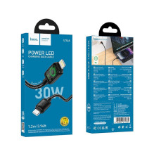 Laidas su LCD ekranu USB C - Lightning Hoco PD 30W 1,2 m U146 juodas