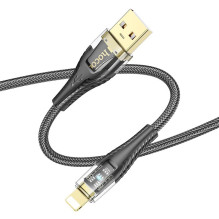 Cable USB A to Lightning Hoco 2,4A 1,2 m U121 black transparent Cable USB A to Lightning Hoco 2,4A 1,2 m U121 black transparent