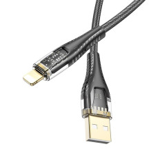 Cable USB A to Lightning Hoco 2,4A 1,2 m U121 black transparent Cable USB A to Lightning Hoco 2,4A 1,2 m U121 black transparent