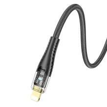 Cable USB A to Lightning Hoco 2,4A 1,2 m U121 black transparent Cable USB A to Lightning Hoco 2,4A 1,2 m U121 black transparent