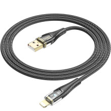 Cable USB A to Lightning Hoco 2,4A 1,2 m U121 black transparent Cable USB A to Lightning Hoco 2,4A 1,2 m U121 black transparent