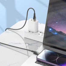 USB A tipo į „Lightning“ tipo laidas Hoco 2,4A, 1,2 m, U121, juodas, permatomas