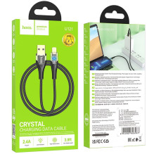Cable USB A to Lightning Hoco 2,4A 1,2 m U121 black transparent Cable USB A to Lightning Hoco 2,4A 1,2 m U121 black transparent