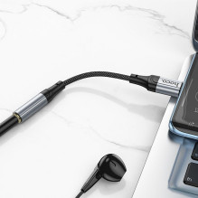 Adapteris AUX USB C į 3,5 mm lizdą Hoco 0,12 m LS36 juodas Adapteris AUX USB C į 3,5 mm lizdą Hoco 0,12 m LS36 juodas