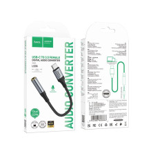 Adapter AUX USB C to Jack 3,5 mm Hoco 0,12 m LS36 black