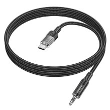 Kabelis AUX Jack 3,5 mm - USB C Hoco 1,2 m UPA27 juodas Kabelis AUX Jack 3,5 mm - USB C Hoco 1,2 m UPA27 juodas