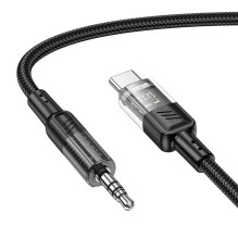 Kabelis AUX Jack 3,5 mm - USB C Hoco 1,2 m UPA27 juodas Kabelis AUX Jack 3,5 mm - USB C Hoco 1,2 m UPA27 juodas