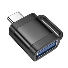 Adapteris OTG USB C į USB A Hoco 3A UA31C juodas
