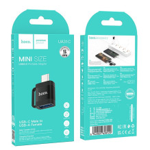 Adapteris OTG USB C į USB A Hoco 3A UA31C juodas