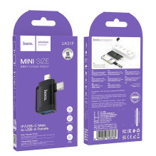 Adapter OTG 2in1 USB C / Lightning to USB A Hoco UA31F black Adapter OTG 2in1 USB C / Lightning to USB A Hoco UA31F black