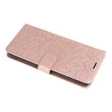 Atverčiamas dėklas, skirtas „Samsung A26 5G Mezzo Book“, mandala, rožinio aukso spalvos.