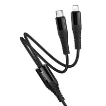 Cable 2in1 USB C to USB C+Lightnig Hoco 1 m X123 black Cable 2in1 USB C to USB C+Lightnig Hoco 1 m X123 black