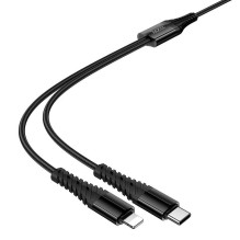 Cable 2in1 USB C to USB C+Lightnig Hoco 1 m X123 black Cable 2in1 USB C to USB C+Lightnig Hoco 1 m X123 black