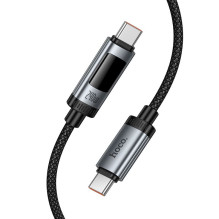Duomenų kabelis su skaitmeniniu ekranu USB C į USB C Hoco PD 6A 240W 1,2 m U148 juodas Duomenų kabelis su skaitmeniniu ekranu USB C į USB C Hoco PD 6A 240W 1,2 m U148 juodas