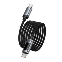 Data Cable with digital display USB C to USB C Hoco PD 6A 240W 1,2 m U148 black