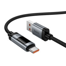 Data Cable with digital display USB A to USB C Hoco PD 6A 100W 1,2 m U148 black Data Cable with digital display USB A to USB C Hoco PD 6A 100W 1,2 m U148 black