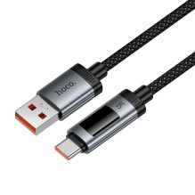 Duomenų kabelis su skaitmeniniu ekranu USB A į USB C Hoco PD 6A 100W 1,2 m U148 juodas Duomenų kabelis su skaitmeniniu ekranu USB A į USB C Hoco PD 6A 100W 1,2 m U148 juodas