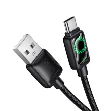 Laidas su LCD ekranu USB A į USB C Hoco 3A 1,2 m U146 juodas Laidas su LCD ekranu USB A į USB C Hoco 3A 1,2 m U146 juodas