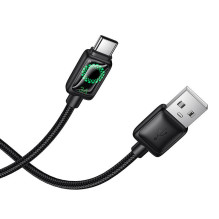 Cable with LCD USB A to USB C Hoco 3A 1,2 m U146 black Cable with LCD USB A to USB C Hoco 3A 1,2 m U146 black