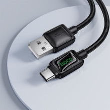 Laidas su LCD ekranu USB A į USB C Hoco 3A 1,2 m U146 juodas Laidas su LCD ekranu USB A į USB C Hoco 3A 1,2 m U146 juodas