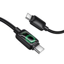 Cable with LCD USB C to USB C Hoco 3A 60W 1,2 m U146 black Cable with LCD USB C to USB C Hoco 3A 60W 1,2 m U146 black