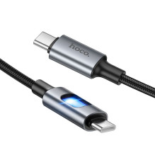 LED laidas USB-C į USB-C Hoco 3A 60W 1,2 m U144 juodas LED laidas USB-C į USB-C Hoco 3A 60W 1,2 m U144 juodas