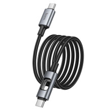 LED laidas USB-C į USB-C Hoco 3A 60W 1,2 m U144 juodas LED laidas USB-C į USB-C Hoco 3A 60W 1,2 m U144 juodas