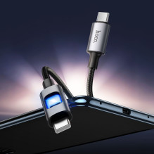 LED laidas USB-C į USB-C Hoco 3A 60W 1,2 m U144 juodas LED laidas USB-C į USB-C Hoco 3A 60W 1,2 m U144 juodas