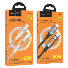 LED laidas USB-C į USB-C Hoco 3A 60W 1,2 m U144 juodas LED laidas USB-C į USB-C Hoco 3A 60W 1,2 m U144 juodas
