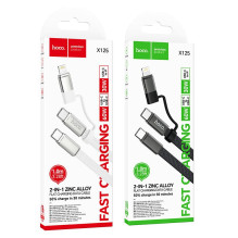 Plokščias kabelis USB C į USB C / iP 2in1 Hoco 3A 60W 1 m x 125 juodas Plokščias kabelis USB C į USB C / iP 2in1 Hoco 3A 60W 1 m x 125 juodas