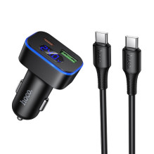 Car charger Hoco USB A + USB C PD QC3.0 48W + cable USB C to C Z63B black Car charger Hoco USB A + USB C PD QC3.0 48W + cable USB C to C Z63B black